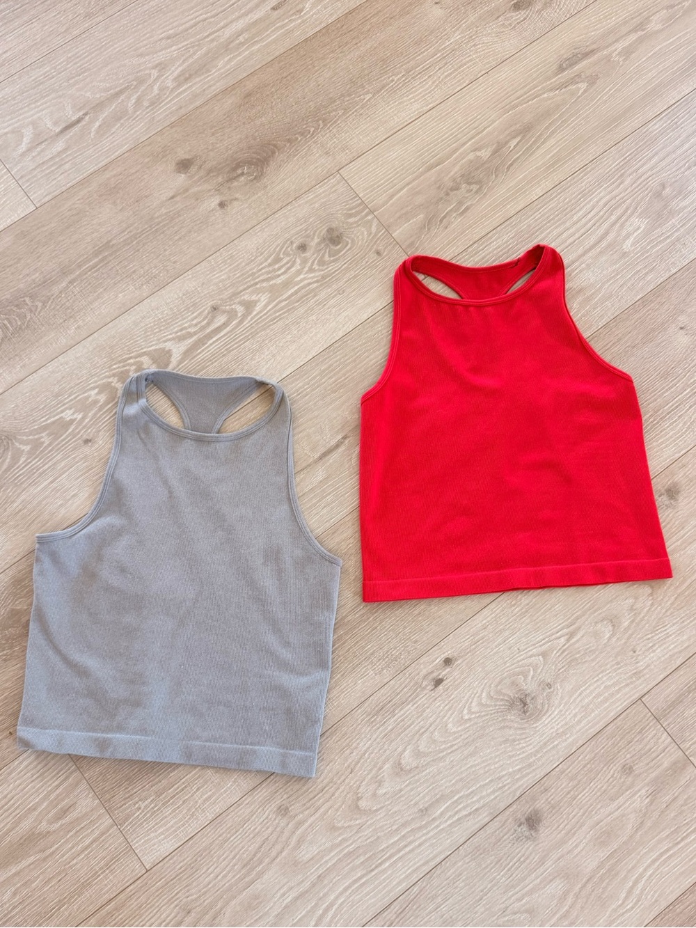 Free People Hayley racerback tank set of two - Gray & Red like new M/L
